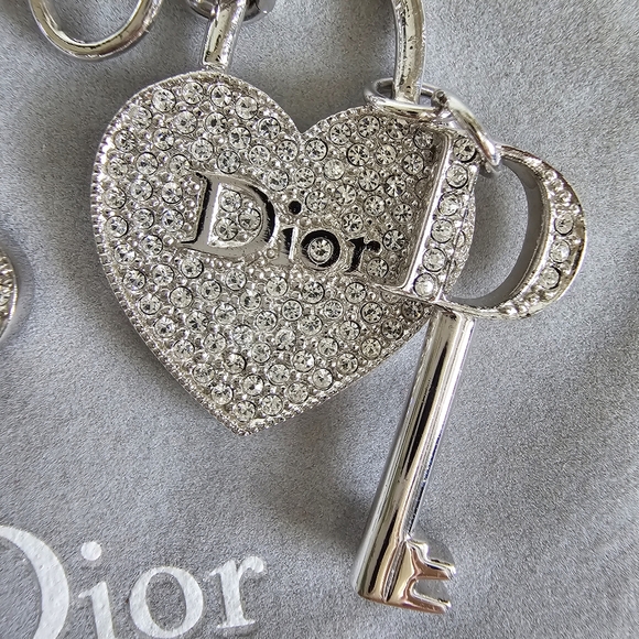 Christian Dior by John Galliano heart-key padlock crystal earrings ear clips - Picture 1 of 11